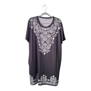 Sunshine & Rodeos Navy Blue Dress with White Medallion Print, Size XL